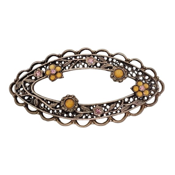 Vintage 1928 Floral Hair Barrette or Brooch (broken - See  display picture 2