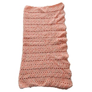 Handmade Peach Crochet Baby Blanket 40&quot;x43&quot; Soft Artisan Toddlers Nursery Afghan Baby Shower Gift