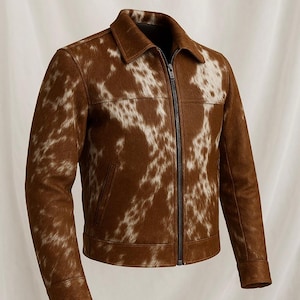 Haare auf Rindsleder Lederjacke Handgefertigt Echtes Rindsleder Fell Westernjacke Vintage Cowboy Mantel für Ihn Echtleder Langlebige Westernjacke