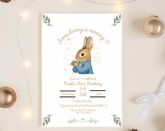 Peter Rabbit Customisable First Birthday Digital Invitation