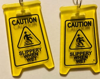 Caution Slippery When Wet Earrings