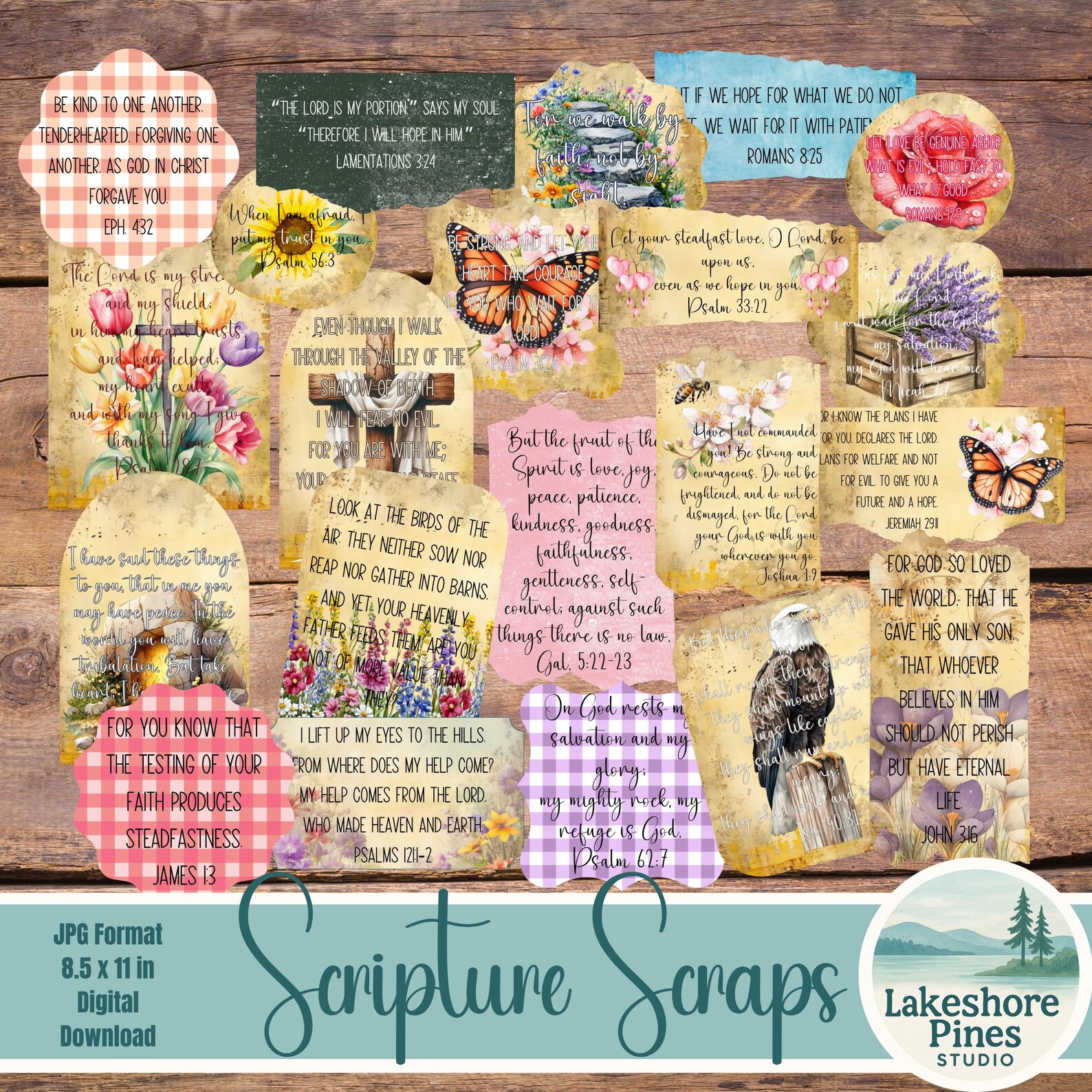 Creative Scripture Text Faith Words Printable Scripture Scraps for Bible Journaling, Junk ...