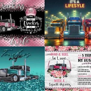 Just a girl in love with a truck driver tumbler design bundle!! Perfect for your sublimation! 4 images for only 1.00 dollar!!