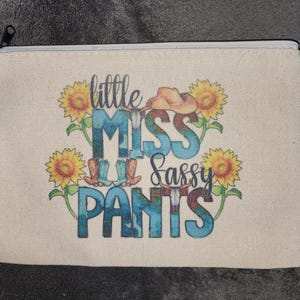 Little Miss Sassy Pants Cosmetic Bag: Zippered Travel Pouch