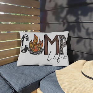 Camp life pillow, Cozy Camping Pillows for Outdoor Decor, Camping Life Pillows, Boho Outdoor Pillows, Campfire Pillows, Unique Garden Decor