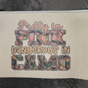 Pink Camo Cosmetic Bag: Zippered Travel Pouch