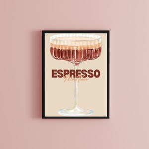 Espresso Martini Printable Wall Art | Digital Download Cocktail Print | Modern Bar Cart Decor | Coffee Lover Kitchen Art