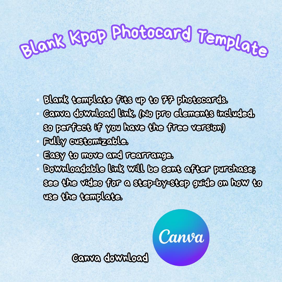 Blank Kpop Photocard Template for Canva Etsy