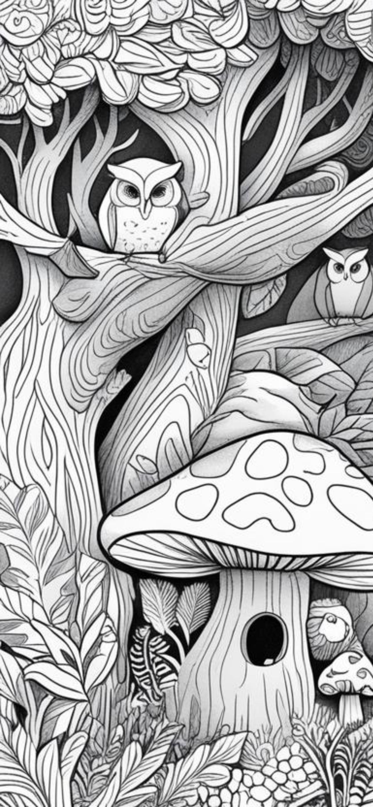 Whimsical Enchanted Forest Coloring Page for Kids – Intricate Printable ...
