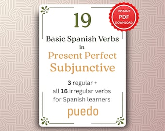 Tabla/Gramática imprimible del presente perfecto de subjuntivo en español (descarga en PDF)