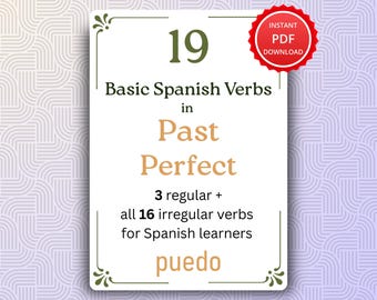 Tabla de verbos en pasado perfecto en español / Póster gramatical del pluscuamperfecto (descarga en PDF)