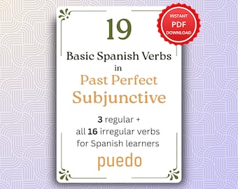 Verbos en español en pretérito pluscuamperfecto de subjuntivo / Gramática imprimible (descarga en PDF)