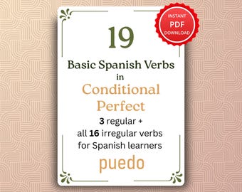 Tabla de verbos condicionales perfectos en español / Gramática imprimible (descarga en PDF)