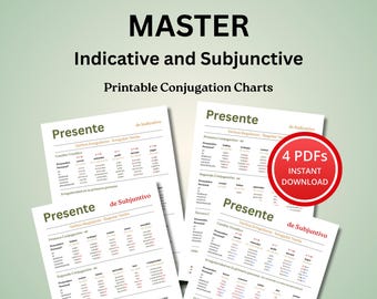 Tablas de conjugación de verbos en español: presente, regulares e irregulares (PDF)