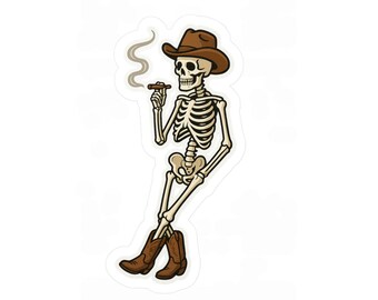 Cowboy skeleton, Cowboy skeleton sticker, Cowboy skeleton smoker sticker