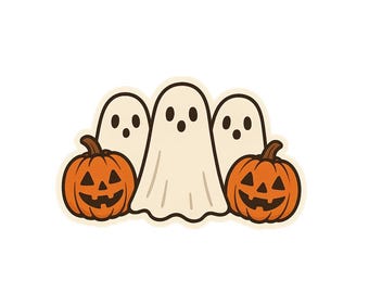 Halloween Ghosts & Pumpkins Vinyl Decals, Spooky Sticker for Laptop, Water Bottle, Car, Halloween Decor, Holiday Decoration