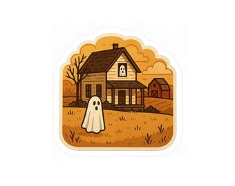 Spooky farm house sticker