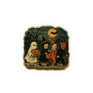 Vintage trick or treater sticker, trick or treat sticker, halloween sticker