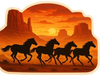 Wild horses sticker, wild horses running, wild horses desert