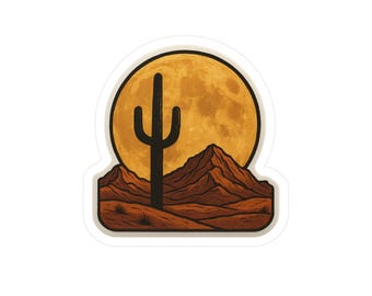 Vinyl Decal Stickers, Desert Moonlight Saguaro Cactus, Southwestern Decor, Laptop Decal, Car Decal, Cactus Lover Gifts, Desert Decor
