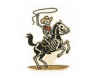 Skeleton cowboy sticker