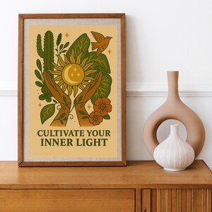 Sun and Moon Botanical Print: Boho Spiritual Decor (Digital Download)