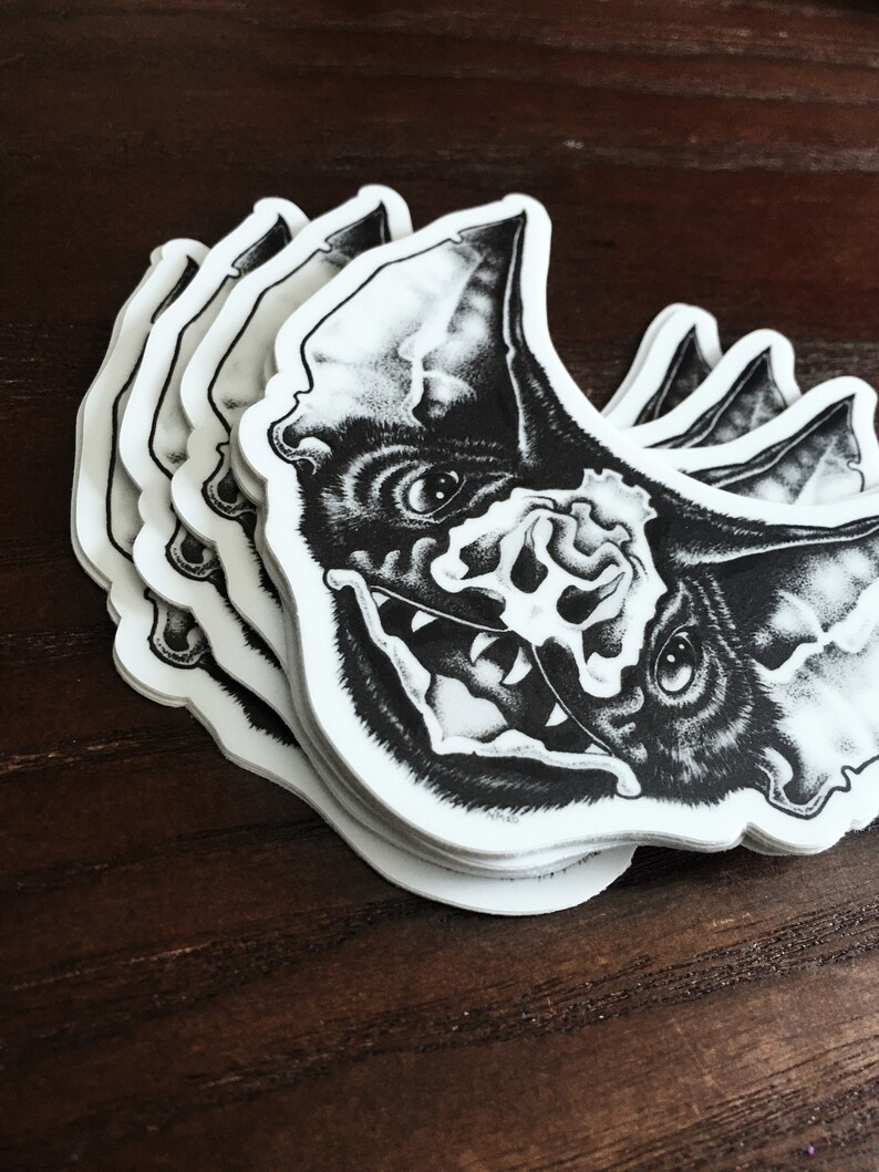 Bat Face Stickers Printed From Original Art Etsy