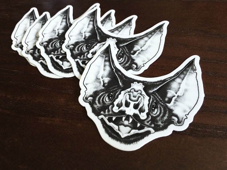 Bat Face Stickers Printed From Original Art Etsy