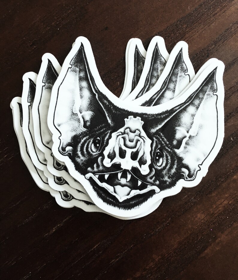Bat Face Stickers Printed From Original Art Etsy