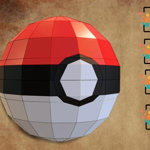 May include: A red, black, and white geometric Poké Ball design. The ball is segmented with a white central area. The image also features icons for PDF, SVG, PNG, and DXF file formats.