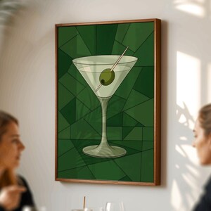 Dirty Martini Wall Art, Kitchen Art, Cocktail Wall Art, Retro Bar Decor, Gift for Cocktail Lovers, Vintage Cocktail Artwork