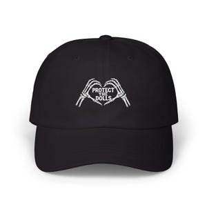 Protect the Dolls Embroidered Hat, Skull Hand Heart Design, Supportive Trans Pride Hat, Gender Inclusivity Apparel, LGBTQ+ Awareness