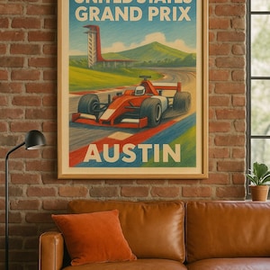 United States Grand Prix Poster | Austin Formula 1 Print | Vintage Racing Wall Art | Circuit of the Americas Motorsport Decor