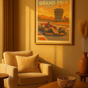 Bahrain Grand Prix Poster | Formula 1 Racing Wall Art | Sakhir Circuit Print | Vintage Motorsport Poster