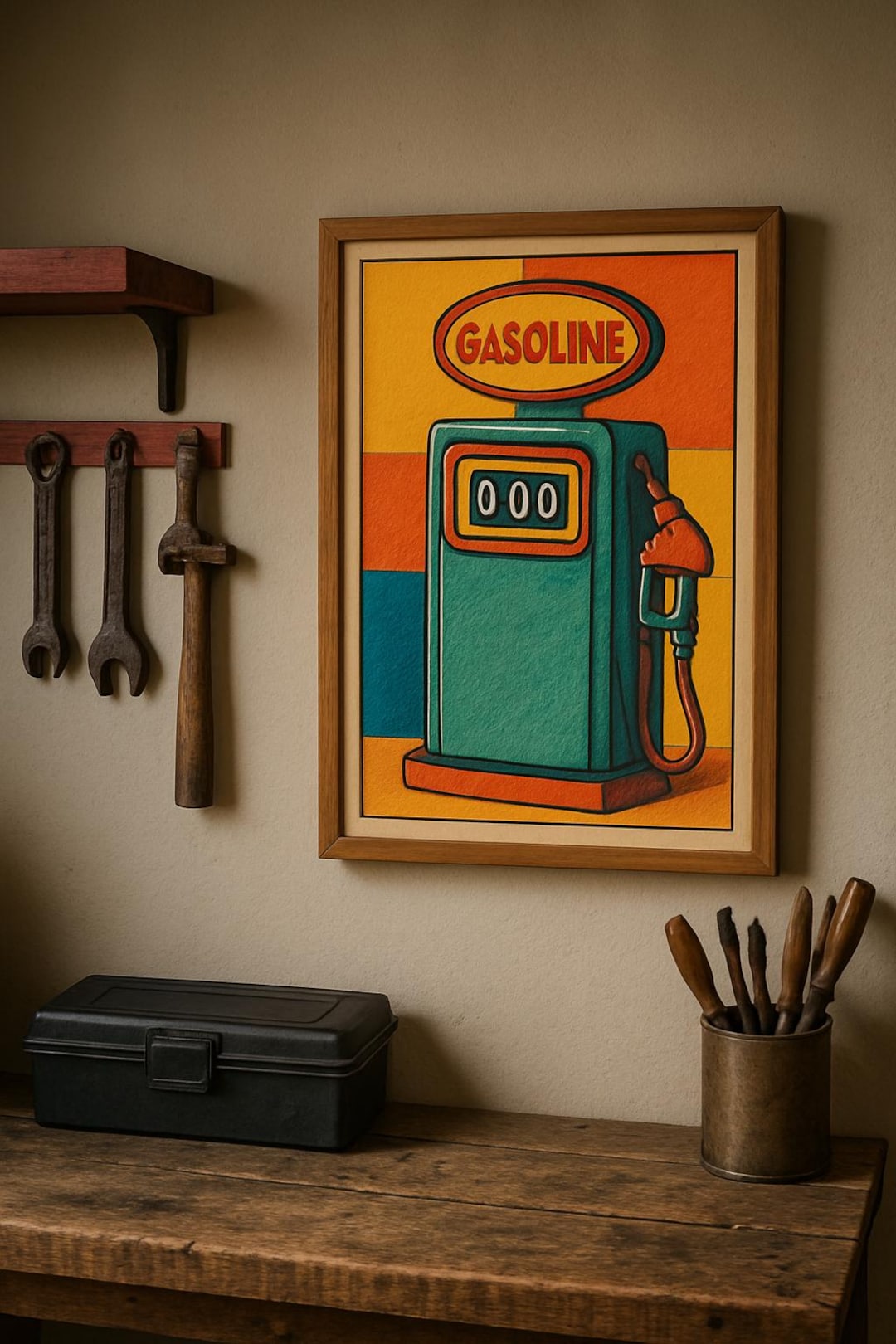 Vintage Gasoline Pump Wall Art - Retro Pop Art Gas Station Poster ...