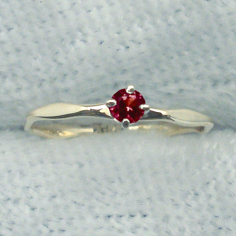 white Garnet 14k Gold Baby Keepsake Ring size 0 or 1 handmade hammered 14 K yellow or rose gold January Birthstone