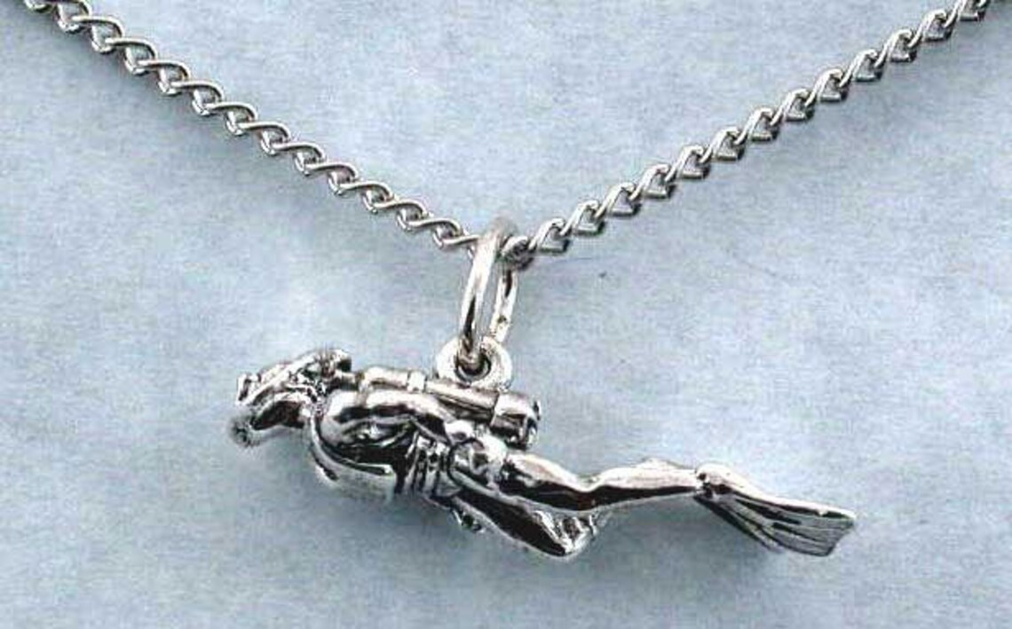 Scuba Diver Necklace Pendant Hand Crafted Recycled Sterling Etsy