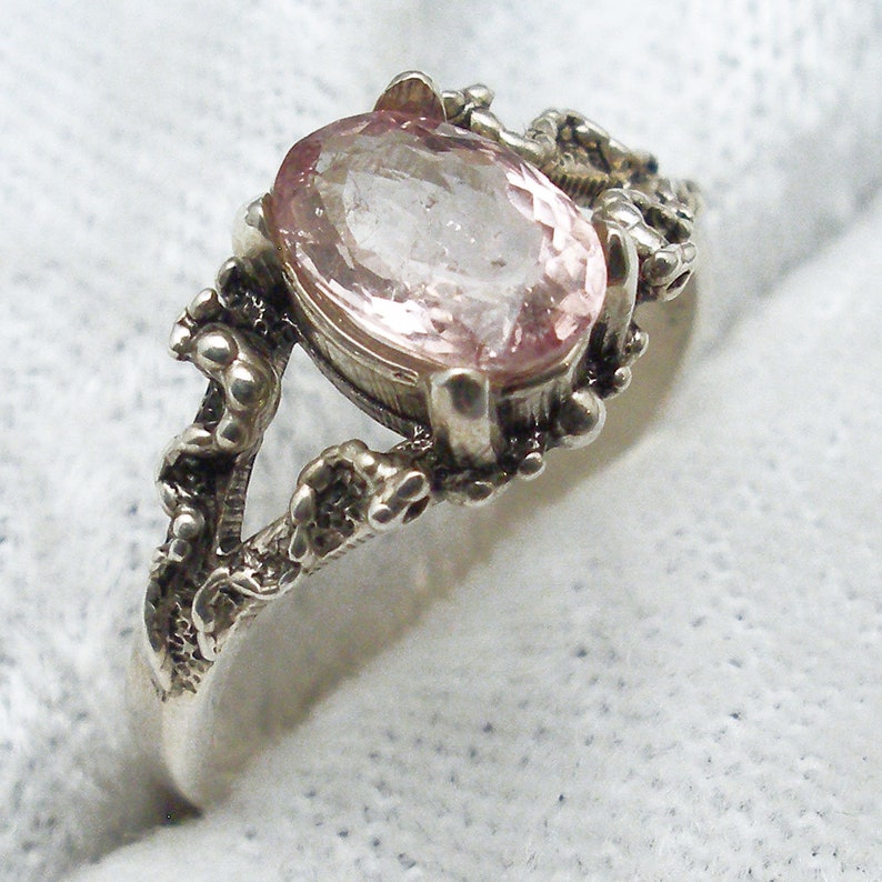 fantasy fairy magic elf elves October birthstone Pink Tourmaline Mythological Stone Protector Ring hand crafted recycled sterling silver