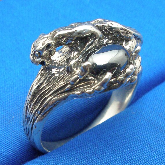Cougar Mountain Lion Ring Hematite Man's Ring Hand - Etsy