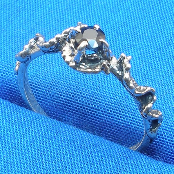 Blue Sapphire Mythological Stone Protectors, Hand Crafted Recycled Sterling Silver, September birthstone fantasy Elves wedding ring magic