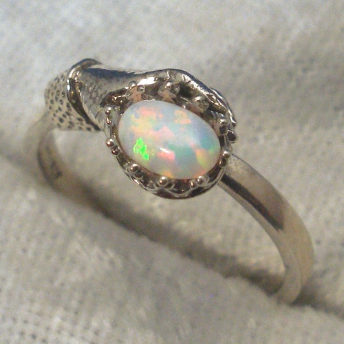 Opal Frog Ring October Birthstone Hand Crafted Recycled - Etsy