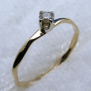 Diamond Baby Keepsake Ring, Hand Crafted, Size 0 or 1, April Birthstone, 14k yellow, white, or rose gold, handmade