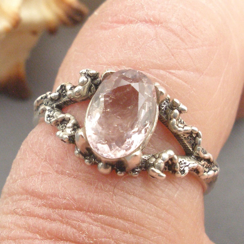 fantasy fairy magic elf elves October birthstone Pink Tourmaline Mythological Stone Protector Ring hand crafted recycled sterling silver