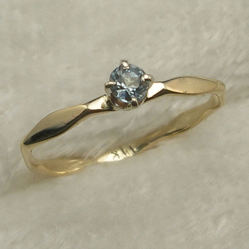Aquamarine 14k Gold Baby Keepsake Ring Size 00 Hand Crafted Etsy