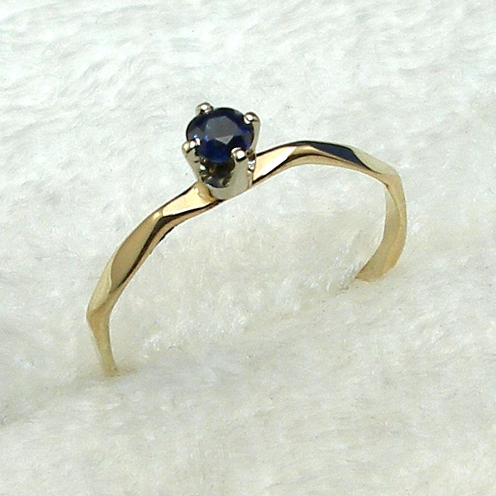 14k Gold Sapphire Baby Keepsake Ring Size 0 or 1 Hand Crafted Etsy