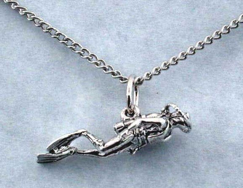 Scuba Diver Necklace Pendant Hand Crafted Recycled Sterling Etsy