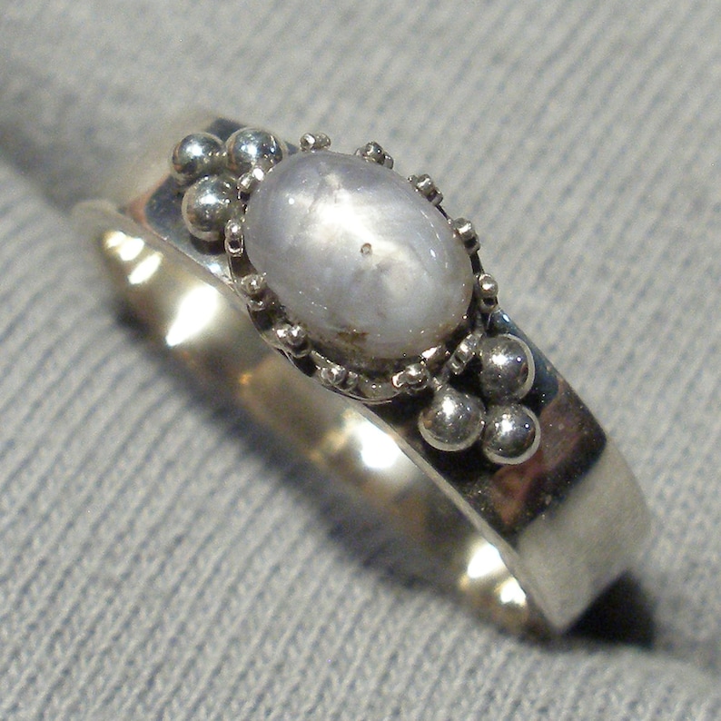 original design recycled sterling Natural Silver Gray Star Sapphire Ring unheated untreated Burma Myanmar September birthstone