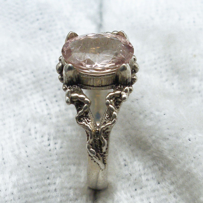 fantasy fairy magic elf elves October birthstone Pink Tourmaline Mythological Stone Protector Ring hand crafted recycled sterling silver