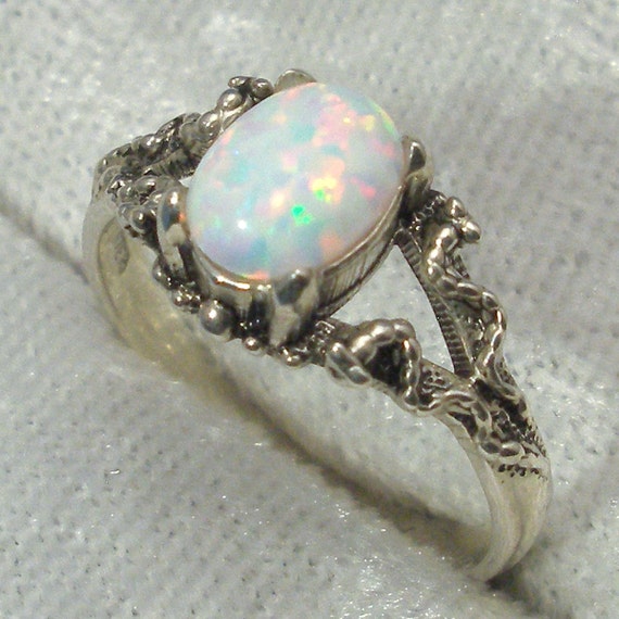 Opal Mythological Stone Protector Ring October birthstone | Etsy