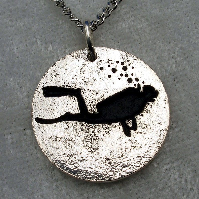 Scuba Diver Necklace Pendant Hand Crafted Recycled Sterling Etsy
